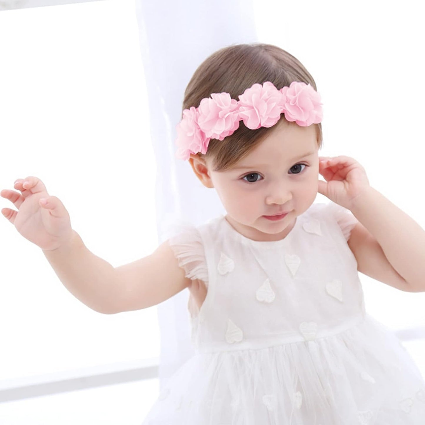 Fmeida Flower Crown Baby Headbands Newborn Floral Birthday Headbands for 4-24 Months