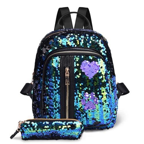 Fmeida Sequin School Backpack for Girls Kids Kawaii Kindergarten Elementary Book Bag Bookbag Glitter Sparkly Back Pack Christmas Gift - Lavender Purple