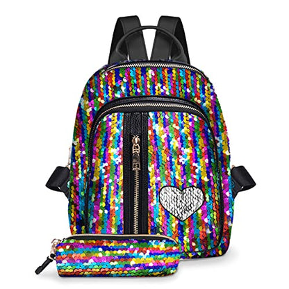 Fmeida Sequin School Backpack for Girls Kids Kawaii Kindergarten Elementary Book Bag Bookbag Glitter Sparkly Back Pack Christmas Gift - Lavender Purple