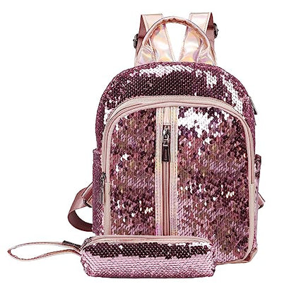 Fmeida Sequin School Backpack for Girls Kids Kawaii Kindergarten Elementary Book Bag Bookbag Glitter Sparkly Back Pack Christmas Gift - Lavender Purple