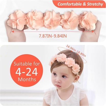 Fmeida Flower Crown Baby Headbands Newborn Floral Birthday Headbands for 4-24 Months