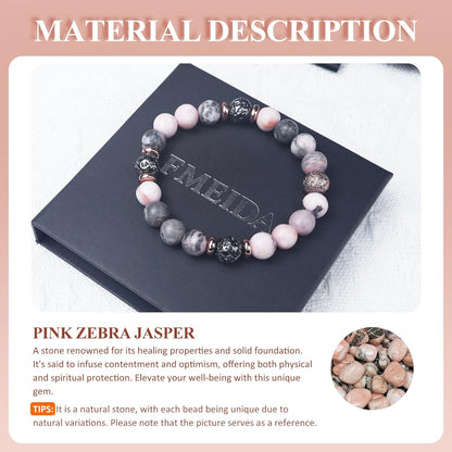 Fmeida Birthday Gifts for Women - Natural Stone Stretch Bracelets for 30th 35th 40th 45th 50th 60th 65th 70th 80th - Anniversary Retirement Gift for Her