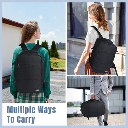 Fmeida Flight Approved Carry On Backpack for Ryanair - 20L Underseat Airplane Approved Weekender Bag, Anti-Theft Travel Backpack, Personal Item Bag Black Fits 14" Laptop