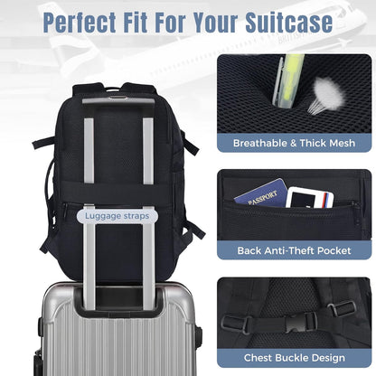 Fmeida Flight Approved Carry On Backpack for Ryanair - 20L Underseat Airplane Approved Weekender Bag, Anti-Theft Travel Backpack, Personal Item Bag Black Fits 14" Laptop